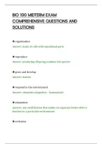 Bio 100 Midterm Exam&NewLine;Comprehensive Questions And&NewLine;Solutions