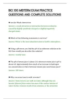 Bio 100 Midterm Exam Practice&NewLine;Questions And Complete Solutions