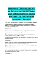 Maintenance Technician Test Q&As Verified Answers 2026&sol;2027 Actual Exam-Style Questions with Detailed Rationales &vert; 100&percnt; Verified &vert; Pass Guaranteed &ndash; A&plus; Graded