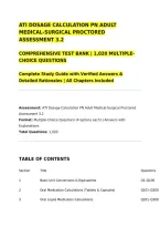 ATI DOSAGE CALCULATION PN ADULT MEDICAL-SURGICAL PROCTORED ASSESSMENT 3&period;2&NewLine;COMPREHENSIVE TEST BANK &vert; 1&comma;020 MULTIPLE-CHOICE QUESTIONS&NewLine;Complete Study Guide with Verified Answers & Detailed Rationales &vert; All Chapters Included&NewLine;&lowbar;&lowbar;&lowbar;&lowbar;&lowbar;&lowbar;&lowbar;&lowbar;&lowbar;&lowbar;&lowbar;&lowbar;&lowbar;&lowbar;&lowbar;&lowbar;&lowbar;&lowbar;&lowbar;&lowbar;&lowbar;&lowbar;&lowbar;&lowbar;&lowbar;&lowbar;&lowbar;&lowbar;&lowbar;&lowbar;&lowbar;