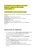 ATI DOSAGE CALCULATION & PN ADULT MEDICAL-SURGICAL PROCTORED ASSESSMENT 3&period;2&NewLine;COMPREHENSIVE EXAM QUESTION BANK&NewLine;Course&colon; Practical Nursing &lpar;PN&rpar; &mdash; Adult Medical-Surgical Nursing & Dosage Calculation&NewLine;Assessment&colon; ATI Proctored Assessment 3&period;2&NewLine;Question Format&colon;