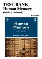 Test Bank for Human Memory &lpar;4th Edition&rpar; by Gabriel A&period; Radvansky &vert; ISBN 9780367252922 &vert; All 18 Chapters & Appendix &vert; Cognitive Psychology & Neuroscience Exam Prep &lbrack;2026&rsqb;
