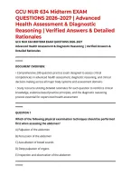 GCU NUR 634 Midterm EXAM QUESTIONS 2026&ndash;2027 &vert; Advanced Health Assessment & Diagnostic Reasoning &vert; Verified Answers & Detailed Rationales