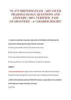 Nu 673 Midterm Exam - Advanced&NewLine;Pharmacology Questions And&NewLine;Answers &vert; 100&percnt; Verified&ndash; Pass&NewLine;Guaranteed &ndash; A&plus; Graded 2026&sol;2027