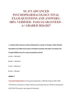 Nu 673 Advanced&NewLine;Psychopharmacology Final&NewLine;Exam Questions And Answers &vert;&NewLine;100&percnt; Verified&ndash; Pass Guaranteed &ndash;&NewLine;A&plus; Graded 2026&sol;2027