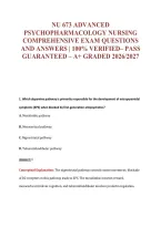 Nu 673 Advanced&NewLine;Psychopharmacology Nursing&NewLine;Comprehensive Exam Questions&NewLine;And Answers &vert; 100&percnt; Verified&ndash; Pass&NewLine;Guaranteed &ndash; A&plus; Graded 2026&sol;2027