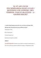 Nu 673 Advanced&NewLine;Psychopharmacology Exam 2&NewLine;Questions And Answers &vert; 100&percnt;&NewLine;Verified&ndash; Pass Guaranteed &ndash; A&plus;&NewLine;Graded 2026&sol;2027