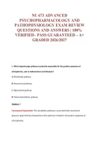 Nu 673 Advanced&NewLine;Psychopharmacology And&NewLine;Pathophysiology Exam Review&NewLine;Questions And Answers &vert; 100&percnt;&NewLine;Verified&ndash; Pass Guaranteed &ndash; A&plus;&NewLine;Graded 2026&sol;2027