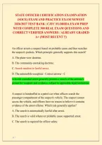 State Officer Certification Examination &NewLine;&lpar;Soce&rpar; Exam And Practice Exam Newest &NewLine;2026&sol;2027 Test Bank &vert; Cjtc Florida Exam Prep &NewLine;With Complete 300 Real Exam Questions And &NewLine;Correct Verified Answers &sol; Already Graded &NewLine;A&plus; &lpar;Most Recent &excl;&excl;&rpar; 