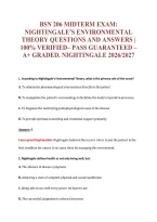 Bsn 206 Midterm Exam&colon;&NewLine;Nightingale&rsquo;s Environmental&NewLine;Theory Questions And Answers &vert;&NewLine;100&percnt; Verified&ndash; Pass Guaranteed &ndash;&NewLine;A&plus; Graded&period; Nightingale 2026&sol;2027