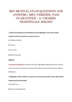 Bsn 206 Final Exam Questions And&NewLine;Answers &vert; 100&percnt; Verified&ndash; Pass&NewLine;Guaranteed &ndash; A&plus; Graded&period;&NewLine;Nightingale 2026&sol;2027