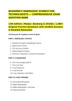 BUSHONG'S RADIOLOGIC SCIENCE FOR TECHNOLOGISTS &mdash; COMPREHENSIVE EXAM QUESTION BANK&NewLine;13th Edition &vert; Mosby &vert; Bushong & Shields &vert; 1&comma;000&plus; Original Practice Questions with Verified Answers & Detailed Rationales&NewLine;Covering all 40 chapters across 8 parts&colon;&NewLine;