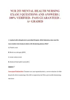 Nur 253 Mental Health Nursing&NewLine;Exam 3 Questions And Answers &vert;&NewLine;100&percnt; Verified&ndash; Pass Guaranteed &ndash;&NewLine;A&plus; Graded