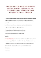 Nur 253 Mental Health Nursing&NewLine;Exam 1 2026&sol;2027 Questions And&NewLine;Answers &vert; 100&percnt; Verified&ndash; Pass&NewLine;Guaranteed &ndash; A&plus; Graded