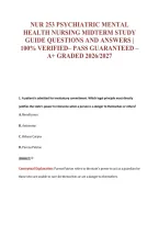 Nur 253 Psychiatric Mental&NewLine;Health Nursing Midterm Study&NewLine;Guide Questions And Answers &vert;&NewLine;100&percnt; Verified&ndash; Pass Guaranteed &ndash;&NewLine;A&plus; Graded 2026&sol;2027