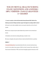 Nur 253 Mental Health Nursing&NewLine;Exam 2 Questions And Answers &vert;&NewLine;100&percnt; Verified&ndash; Pass Guaranteed &ndash;&NewLine;A&plus; Graded