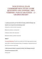 Nur 253 Final Exam&NewLine;Comprehensive Study Guide&NewLine;Questions And Answers &vert; 100&percnt;&NewLine;Verified&ndash; Pass Guaranteed &ndash; A&plus;&NewLine;Graded 2026&sol;2027