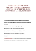Nur 253 Advanced Nursing&NewLine;Practice Exam Questions And&NewLine;Answers &vert; 100&percnt; Verified&ndash; Pass&NewLine;Guaranteed &ndash; A&plus; Graded 2026&sol;2027