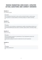 Mizzou Marketing 4000 Exam 1 Updated&NewLine;Actual Questions And Correct Answers