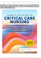 Test Bank for Urden&rsquo;s Priorities in Critical Care Nursing&comma; 10th Edition by Linda D&period; Urden&comma; Kathleen M&period; Stacy&comma; Mary E&period; Lough & Kimberly Sanchez &vert; Questions and Answers &vert; ISBN 9780443408229 &vert; 2027&NewLine;