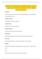Earthwork Estimating&colon; Fundamentals and Key&NewLine;Construction Terms Questions with Verified&NewLine;Correct Answers
