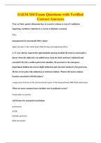 SAEM M4 Exam Questions with Verified&NewLine;Correct Answers