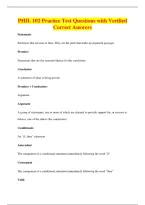 PHIL 102 Practice Test Questions with Verified&NewLine;Correct Answers