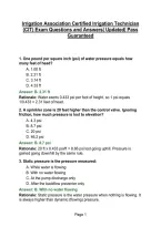 Irrigation Association Certified Irrigation Technician &lpar;CIT&rpar; Exam Questions and Answers&vert; Updated&vert; Pass Guaranteed