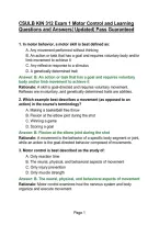 CSULB KIN 312 Exam 1 Motor Control and Learning Questions and Answers&vert; Updated&vert; Pass Guaranteed