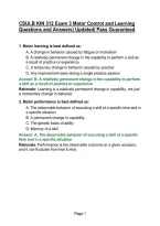 CSULB KIN 312 Exam 3 Motor Control and Learning Questions and Answers&vert; Updated&vert; Pass Guaranteed