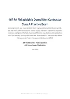 467 PA Philadelphia Demolition Contractor &NewLine;Class A Practice Exam&NewLine;Licensing Permits and Code Administration&comma; Engineered Demolition Planning&comma; High&NewLine;Rise and Steel Concrete Structures&comma; Cranes Rigging and Heavy Equipment&comma; Explosives &NewLine;Implosion and Special 
