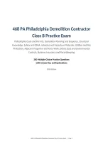 468 PA Philadelphia Demolition Contractor &NewLine;Class B Practice Exam&NewLine;Philadelphia Code and Permits&comma; Demolition Planning and Sequence&comma; Structural &NewLine;Knowledge&comma; Safety and OSHA&comma; Asbestos and Hazardous Materials&comma; Utilities and Site &NewLine;Protection&comma; Adjacent Proper