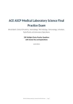 ACE ASCP Medical Laboratory Science Final &NewLine;Practice Exam&NewLine;Blood Bank&comma; Clinical Chemistry&comma; Hematology&comma; Microbiology&comma; Immunology&comma; Urinalysis&comma; &NewLine;Body Fluids and Laboratory Operations&NewLine;200 Multiple-Choice Practice Questions&NewLine;with Answer Key and Explanations