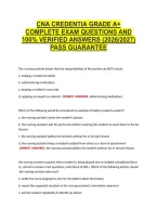 Cna Credentia Grade A&plus; &NewLine;Complete Exam Questions And &NewLine;100&percnt; Verified Answers &lpar;2026&sol;2027&rpar; &NewLine;Pass Guarantee 