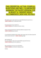 Cna Credential Actual Exam All &NewLine;Questions And Well Elaborated &NewLine;Answers Top Rated Version For &NewLine;Already A&plus; Graded Highly &NewLine;Recommended &vert;New And Revised