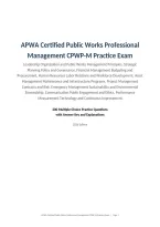 APWA Certified Public Works Professional &NewLine;Management CPWP-M Practice Exam&NewLine;Leadership Organization and Public Works Management Principles&comma; Strategic &NewLine;Planning Policy and Governance&comma; Financial Management Budgeting and &NewLine;Procurement&comma; Human Resources Labor