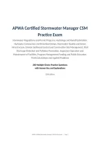 APWA Certified Stormwater Manager CSM &NewLine;Practice Exam&NewLine;Stormwater Regulations and Permit Programs&comma; Hydrology and Runoff Estimation&comma; &NewLine;Hydraulics Conveyance and Detention Design&comma; Stormwater Quality and Green &NewLine;Infrastructure&comma; Erosion Sediment Control and C