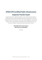 APWA CPII Certified Public Infrastructure &NewLine;Inspector Practice Exam&NewLine;Inspector Roles Ethics and Documentation&comma; Contracts Plans and Specifications&comma; &NewLine;Earthwork Excavation and Trench Safety&comma; Pipe Systems Water Sewer and Storm &NewLine;Drainage&comma; Concrete and Paveme