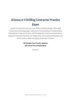 Arizona A-4 Drilling Contractor Practice &NewLine;Exam&NewLine;Arizona Licensing and Contractor Law&comma; Drilling Methods and Rigs&comma; Water Well &NewLine;Construction and Hydrogeology&comma; Geotechnical Environmental and Utility Drilling&comma; &NewLine;Drilling Fluids Casing and Grouting&comma; Well Deve