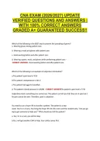 Cna Exam &lpar;2026&sol;2027&rpar; Update &NewLine;Verified Questions And Answers &vert; &NewLine;With 100&percnt; Correct Answers &NewLine;Graded A&plus; Guaranteed Success&excl;&excl; 