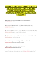 Cna Practice Test Exam &lpar;2026&sol;2027&rpar; &NewLine;Update Verified Questions And &NewLine;Answers &vert; With 100&percnt; Correct &NewLine;Answers Graded A&plus; Guaranteed &NewLine;Success&excl;&excl; 