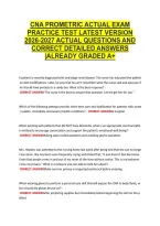 Cna Prometric Actual Exam &NewLine;Practice Test Latest Version &NewLine;2026-2027 Actual Questions And &NewLine;Correct Detailed Answers &NewLine;&vert;Already Graded A&plus;