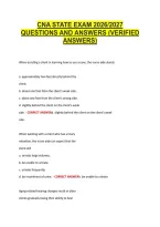 Cna State Exam 2026&sol;2027 &NewLine;Questions And Answers &lpar;Verified &NewLine;Answers&rpar; 