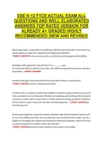Ese K-12 Ftce Actual Exam All &NewLine;Questions And Well Elaborated &NewLine;Answers Top Rated Version For &NewLine;Already A&plus; Graded Highly &NewLine;Recommended &vert;New And Revised 
