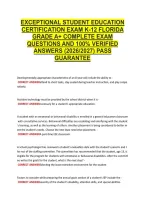 Exceptional Student Education &NewLine;Certification Exam K-12 Florida &NewLine;Grade A&plus; Complete Exam &NewLine;Questions And 100&percnt; Verified &NewLine;Answers &lpar;2026&sol;2027&rpar; Pass &NewLine;Guarantee 
