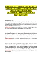 Ftce Ese K-12 Exam Fully Solved & &NewLine;Updated 2026-2027 &lpar;Latest Version &NewLine;Verified For Accuracy&rpar; &NewLine;&lpar;Questions &plus; Answers&rpar; Solved &NewLine;100&percnt; Correct&excl;&excl; 