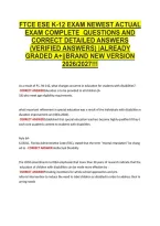 Ftce Ese K-12 Exam Newest Actual &NewLine;Exam Complete  Questions And &NewLine;Correct Detailed Answers &NewLine;&lpar;Verified Answers&rpar; &vert;Already &NewLine;Graded A&plus;&vert;&vert;Brand New Version &NewLine;2026&sol;2027&excl;&excl;&excl; 