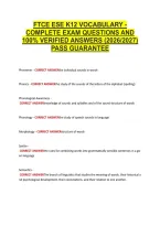 Ftce Ese K12 Vocabulary - &NewLine;Complete Exam Questions And &NewLine;100&percnt; Verified Answers &lpar;2026&sol;2027&rpar; &NewLine;Pass Guarantee 
