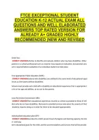 Ftce Exceptional Student &NewLine;Education K-12 Actual Exam All &NewLine;Questions And Well Elaborated &NewLine;Answers Top Rated Version For &NewLine;Already A&plus; Graded Highly &NewLine;Recommended &vert;New And Revised 