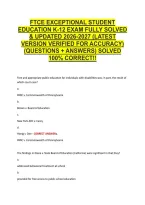 Ftce Exceptional Student &NewLine;Education K-12 Exam Fully Solved &NewLine;& Updated 2026-2027 &lpar;Latest &NewLine;Version Verified For Accuracy&rpar; &NewLine;&lpar;Questions &plus; Answers&rpar; Solved &NewLine;100&percnt; Correct&excl;&excl; 